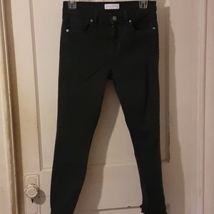 Loft women’s dark green raw hem jeans size 27